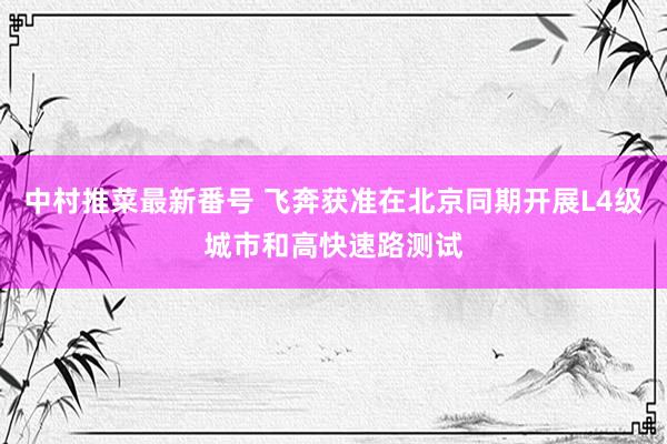 中村推菜最新番号 飞奔获准在北京同期开展L4级城市和高快速路测试