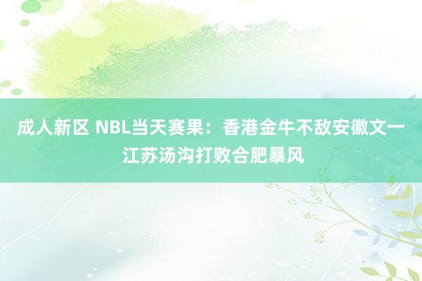 成人新区 NBL当天赛果：香港金牛不敌安徽文一 江苏汤沟打败合肥暴风