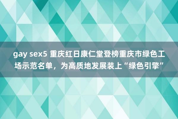 gay sex5 重庆红日康仁堂登榜重庆市绿色工场示范名单，为高质地发展装上“绿色引擎”