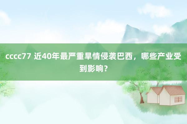 cccc77 近40年最严重旱情侵袭巴西，哪些产业受到影响？