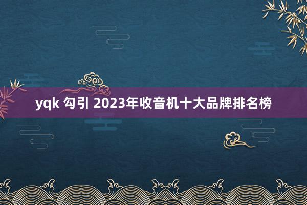 yqk 勾引 2023年收音机十大品牌排名榜