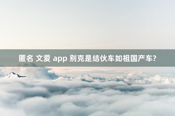 匿名 文爱 app 别克是结伙车如祖国产车?